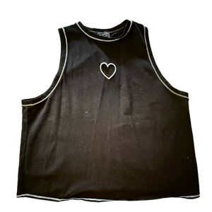 Midnight Hour Black Sleeveless Top with Cutout Heart Detail, size 1 (XL)